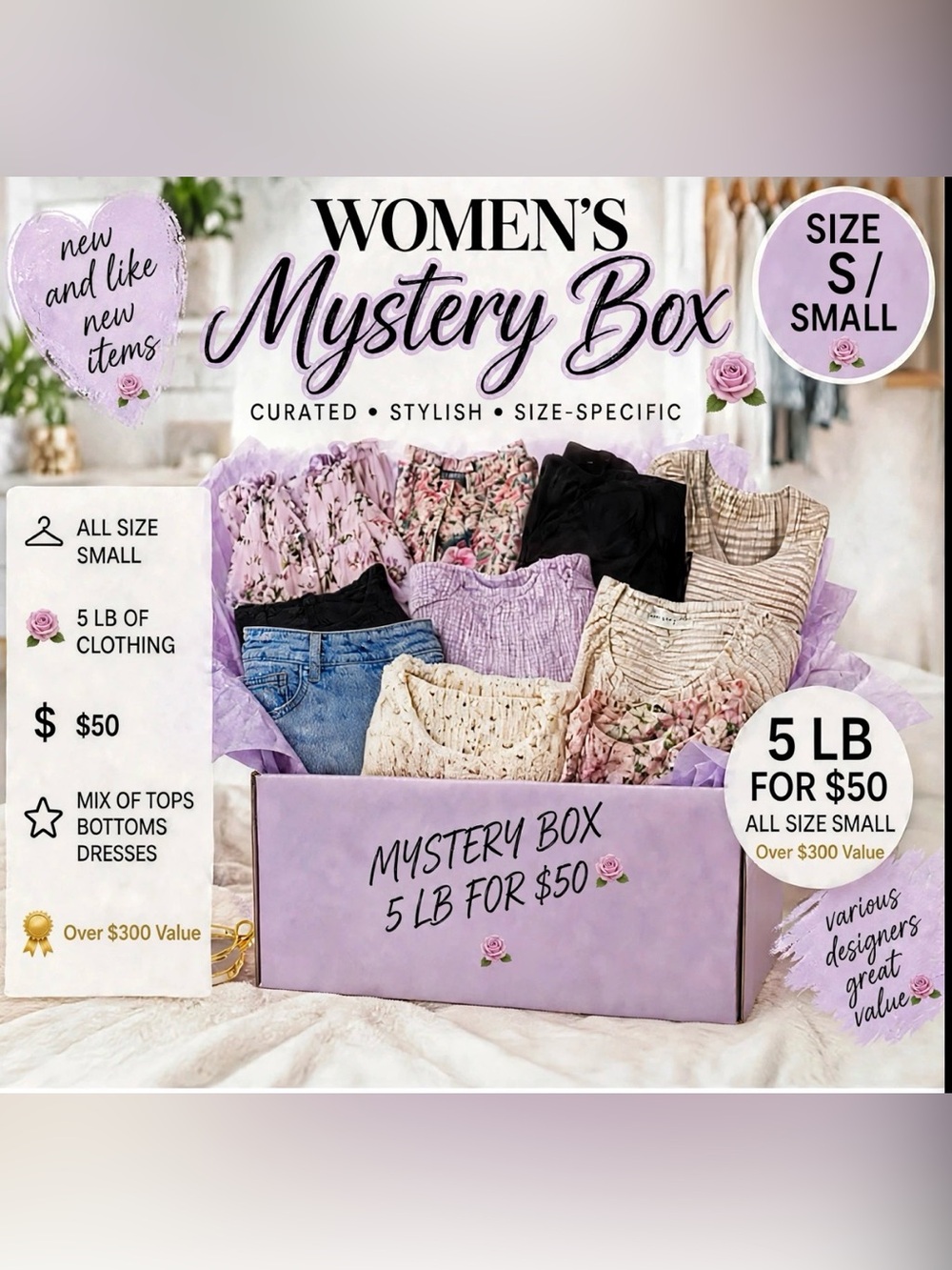 Women's Mystery Box - 5 lb Curated Clothing Box size SMALL